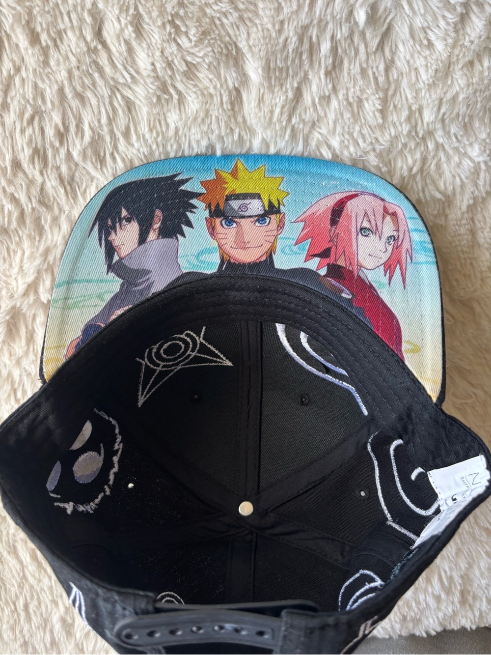 Kids Naruto Character Snapback Hat in Black and Multicolor
